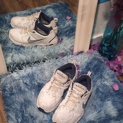 Nike White & Navy Air Monarch Sneakers