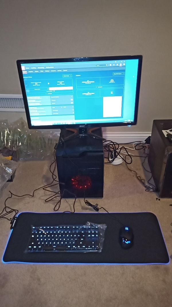 Gaming computer with 27" monitor, gaming keyboard, mouse and rgb mousepad for Sale in Cumberland