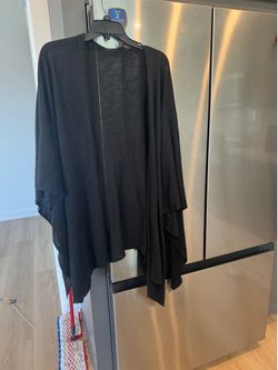Black Lightweight Open Front Cardigan Shawl Wrap