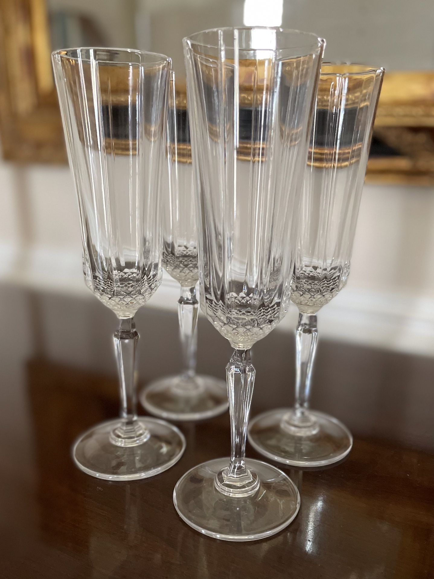 New! Crystal Champagne Flutes, Set of 4