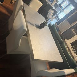 Silver Table 4 Chairs & Bench!