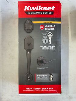 Kwikset Signature Series Austin Venetian Bronze Exterior Single-Cylinder Deadbolt and Keyed Entry Door Handleset