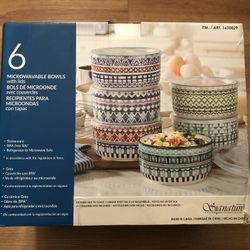 Signature 6 Pack Bowl Set With Lid, New