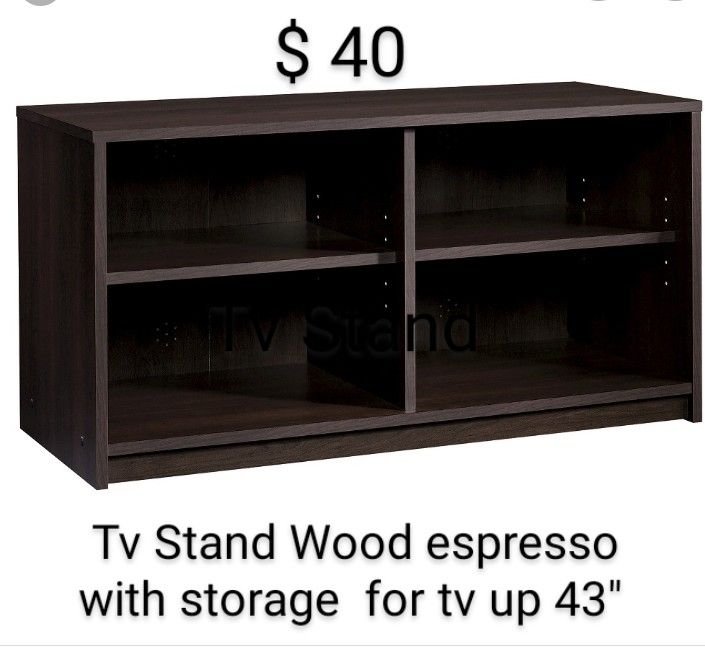 Brand New Tv Stand Wood Espresso With Storage For Tv Up 43"