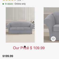 4pc Ultimate Stretch Suede Sofa Slipcovers Light Gray - Sure Fit