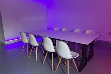 Large Conference Tables with 8 Eames Style DSW Chairs