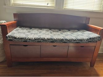 Wooden bench with drawers