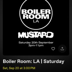 Boiler Room - DJ Mustard Sat 09/20