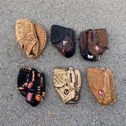 All Leather : Baseball Gloves      $35 & $25   Each 