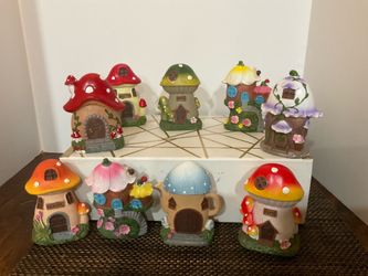 9 Fairy Garden Forest Figurines 4.75 Whimsical House Cottage Houses Decor