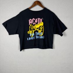 AC/DC Womens L For Those About To Rock Graphic Crop Top