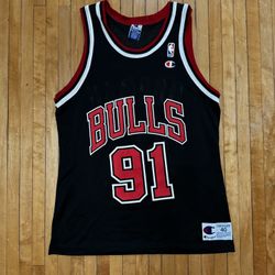 VTG 90s Champion Chicago Bulls Dennis Rodman #91 Jersey Sz. 40