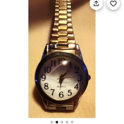  Vintage Two-Tone Quartz Watch: Silver & Gold Expansion Band, New Battery