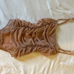 Ruffled rose/champagne one piece S