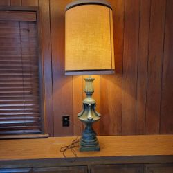 Tall Vintage Table Lamp with Drum Shade