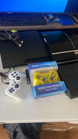 ⚫🎮 Playstation 3 Console PS3 Gift Bundle 2 YELLOW + White wireless controllers 2 player Fun Multiplayer
