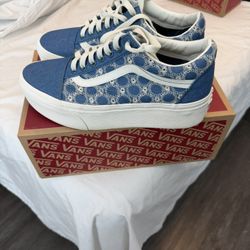 Blue Denim Platform Vans 