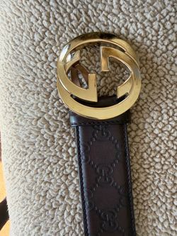 Authentic Gucci Guccissima Brown Leather Belt – Gold GG Buckle – Size 100/40