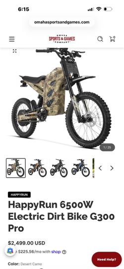 HappyRun G300 Pro 6500W Electric Dirt Bike 1500$ OBO