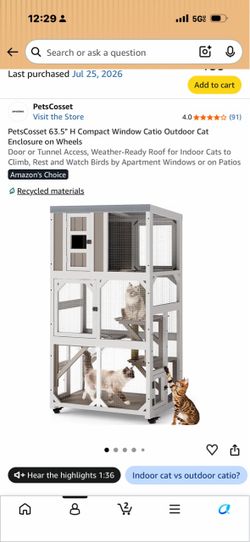 Compact Window Catio Outdoor Cat Enclosure on Wheels