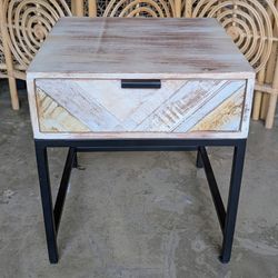 Mango wood and iron accent table