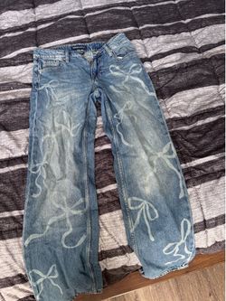 cute Baggy bow jeans