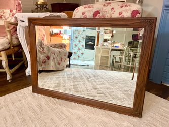 Vintage Wood Framed Wall Mirror