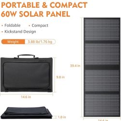 60W Solar Panel Emergency, Hiking, Camping Etc