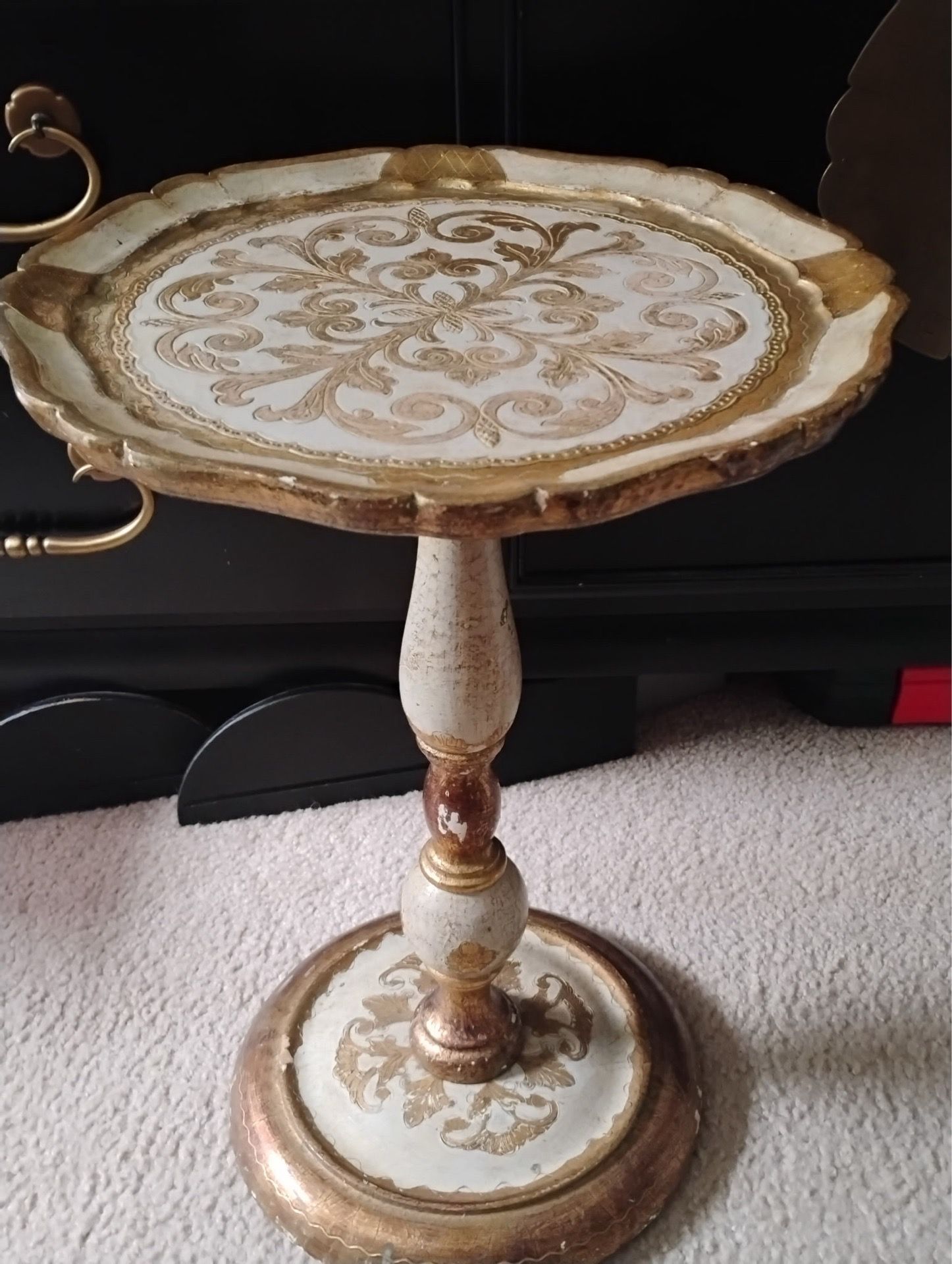 Italian Florentine side table 20"H 13.5"W
