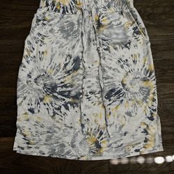 Women’s Cato Tye Dye Skirt Size XS Elastic Waist Gray Yellow White