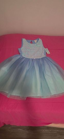 Girls Sequin Tulle Party Dress Blue Ombre