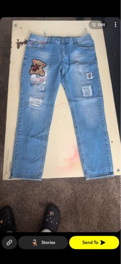 Got black jeans from H&M, got blue jeans  from my lil brother