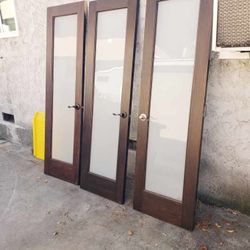 Wood Door With Frosted Glass