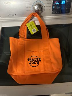 Trader Joe's Orange Canvas Mini Tote Bag