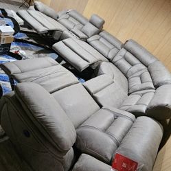 GREY POWER RECLINING SECTIONAL MEMORY FOAM COOLING GEL SAME DAY DELIVERY 