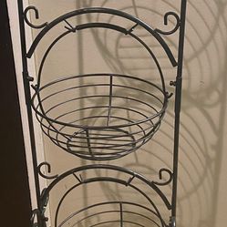 $10 Wrought Iron 3-basket Fruit & Vegetable Stand