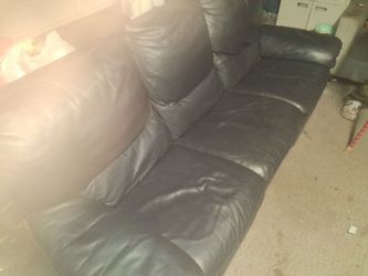 Blue leather couch