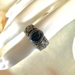 Silver Tone Blue Stone Ring 