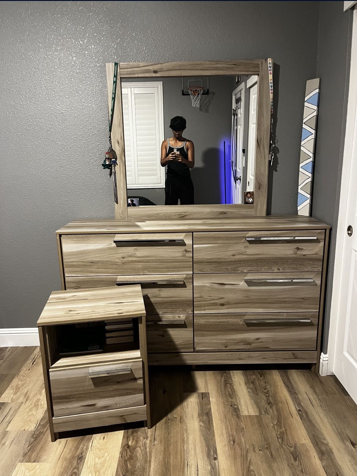 NEW Dresser With Mirror And Nightstand