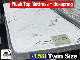 EVERY DAY SPECIAL!!!  Plushtop Twin size Bamboo Mattress + Boxspring, Colchones, Camas, Bed, Furniture, Boxspring