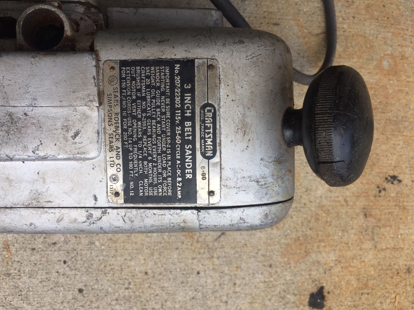 Vintage Craftsman Inch Belt Sander (contact info removed)1 Works - Main Image