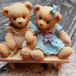 ENESCO CHERISHED TEDDIES ~ CARTER AND ELSIE ~ "WE'RE FRIENDS RAIN OR SHINE" ~ 1997