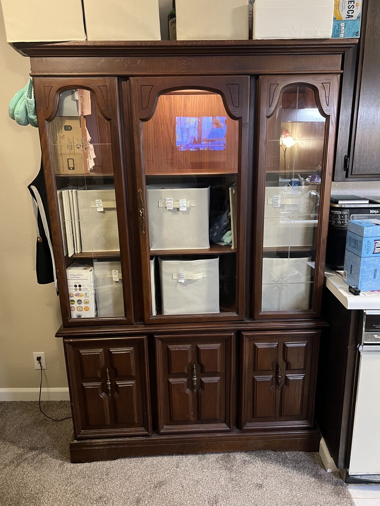 Vintage China / Buffet Wooden Display Cabinet (FREE)