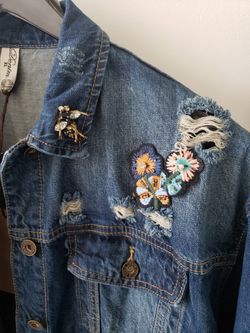 Hotsell Jean Jacket, Embroidered Denim Jacket with Embellishments, Italian Brand