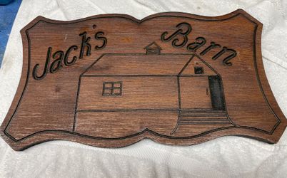 Jack’s Barn Redwood Sign $40