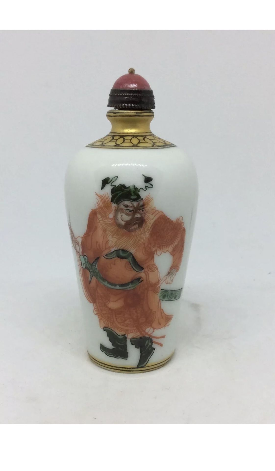 Rare Chinese Antique Porcelain Snuff Bottle Fan Hong Red Glaze Qing Dynasty
