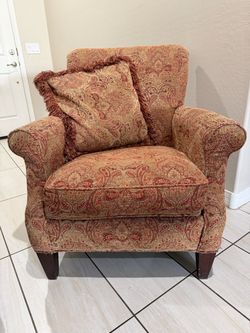 Paisley Upholstered Accent Armchair with Pillow