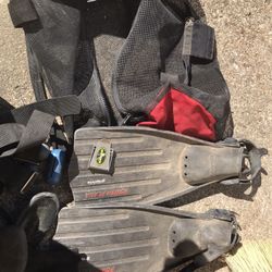 Nice Snorkeling Set Flippers And Weight Belt With Carrying Bag Everything For $30