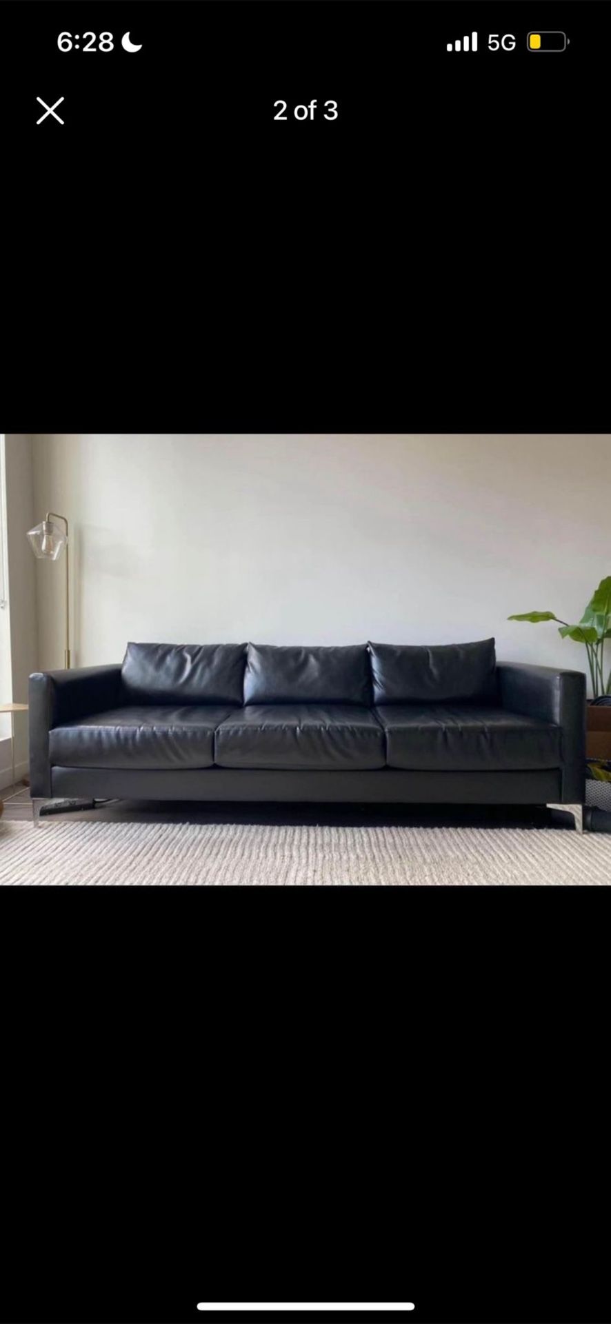 Black faux leather urban outfitters couch