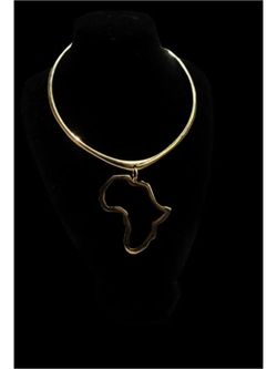 Polished gold brass Africa necklace